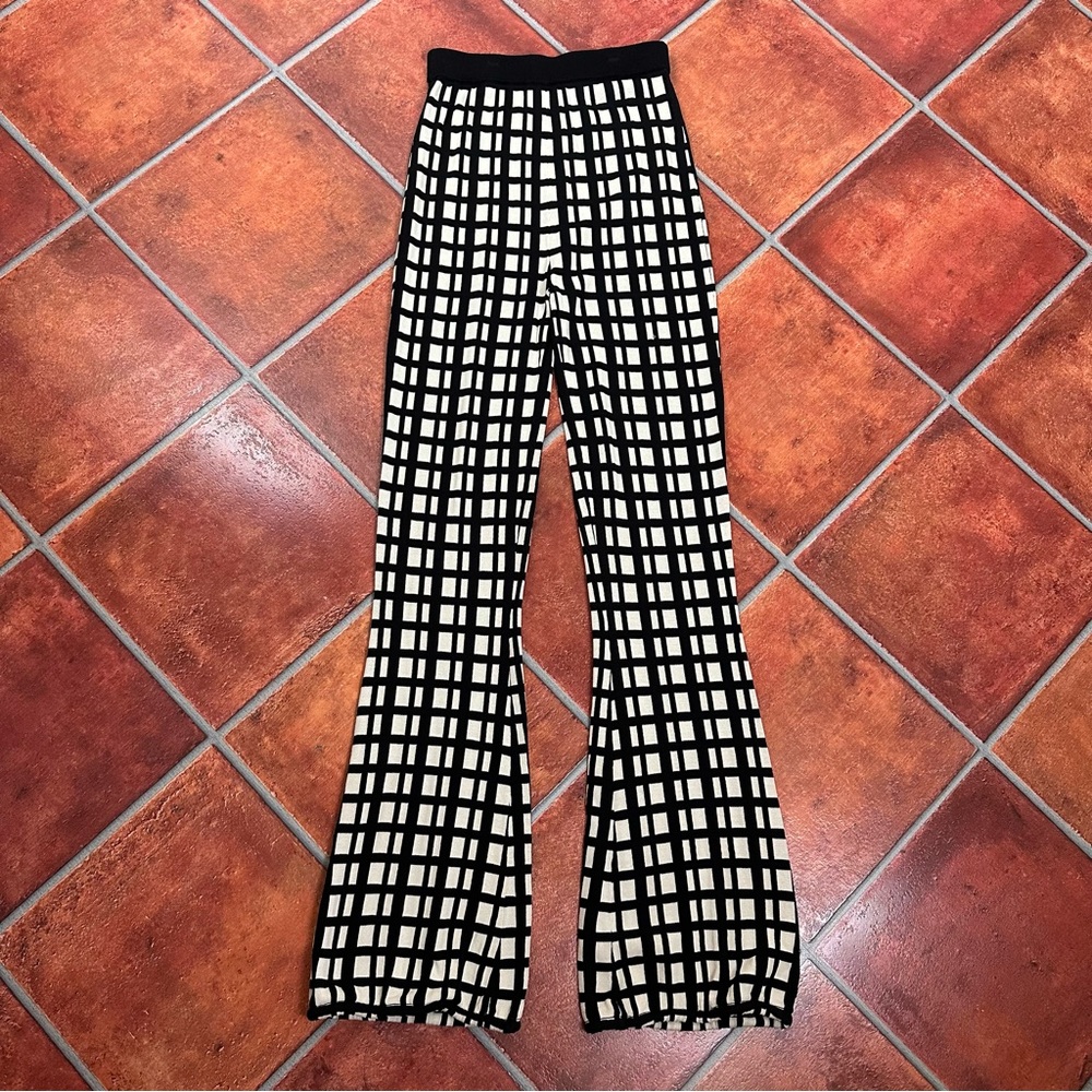 Simon Miller Plaid Print Flare Leg Stretch Pants